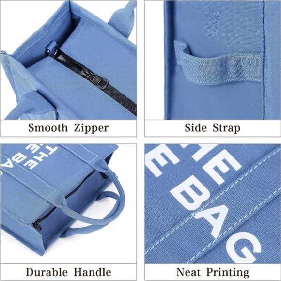 Canvas Tote Bags for Women Handbag Tote Purse with Zipper Canvas Crossbody Bag - Picture 5 of 6